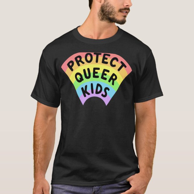 Skydda Queer Kids Lgbt Awareness Gay Lesbisk Prid T Shirt (Framsida)