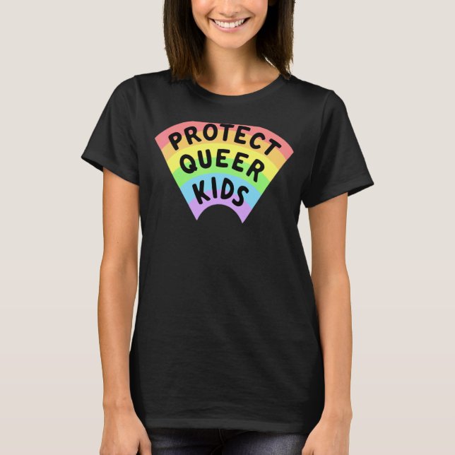 Skydda Queer Kids Lgbt Awareness Gay Lesbisk Prid T Shirt (Framsida)