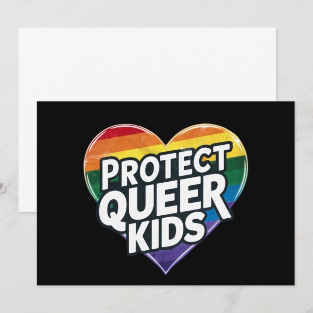 Skydda Queer Kids Rainbow Heart LGBT-Pridet Inbjudningar (Fram/baksida)