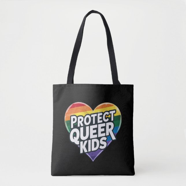 Skydda Queer Kids Rainbow Heart LGBT-Pridet Tygkasse (Framsida)