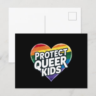 Skydda Queer Kids Rainbow Heart LGBT-Pridet Vykort