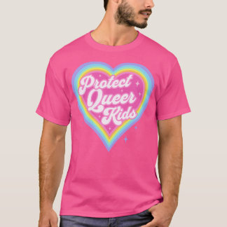Skydda Queer Kids Retro Rainbow Heart LGBTQ Kawai T Shirt