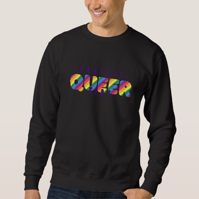 Skydda Queer Kids Support Trans och Gay rights Lång Ärmad Tröja (Framsida)