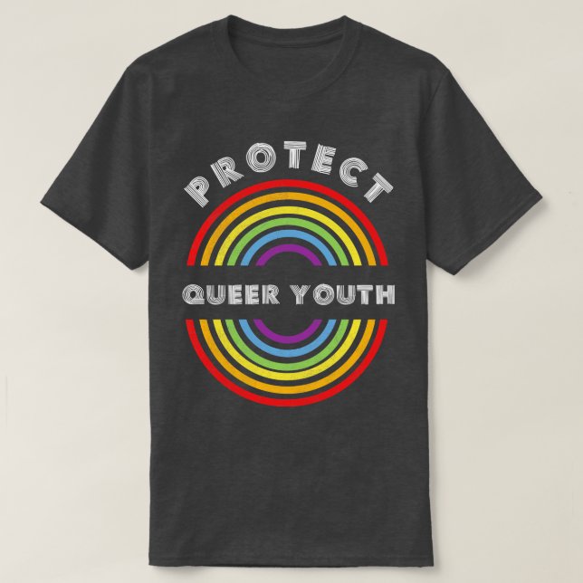 Skydda Quéer Youth Pride LGBT HGBTQ T HBT-stöd T Shirt (Design framsida)