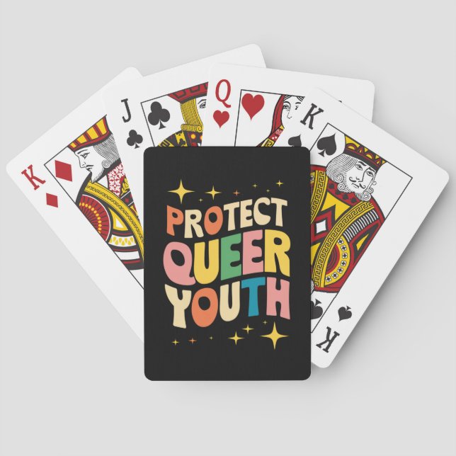 Skydda Queera Ungdomar Skydda Transbarn HBTQ Casinokort (Baksidan)