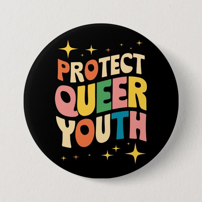 Skydda Queera Ungdomar Skydda Transbarn HBTQ Knapp (Framsida)