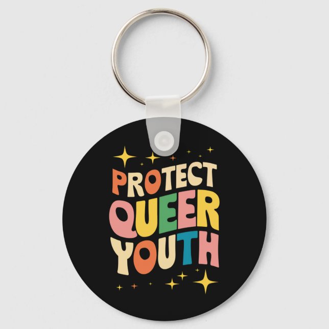 Skydda Quer Youth Protect Trans Kids LGBTQ Nyckelring (Framsida)