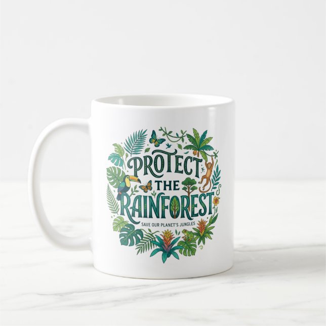 Skydda regnskogen kaffemugg (Vänster)