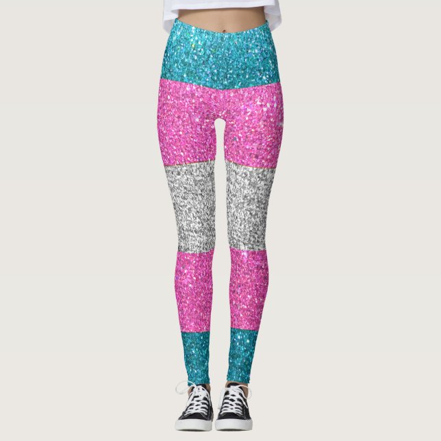 Skydda Trans Glitter LGBTQ Queer Mode Snyggt Leggings (Framsida)