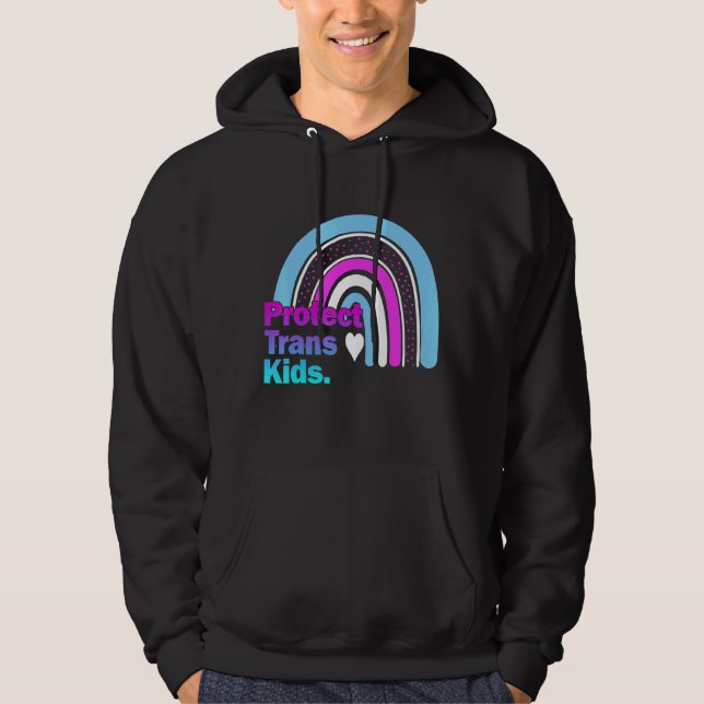 Skydda Trans Kid-Pridet Lgbt Rainbow Hoodie (Framsida)