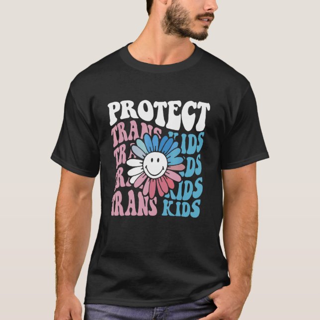 Skydda Trans Kids Flower Transgender Flagga Lgbt S T Shirt (Framsida)