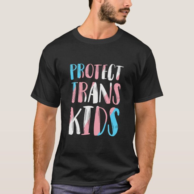 Skydda Trans Kids HBT Human Högers Design T Shirt (Framsida)