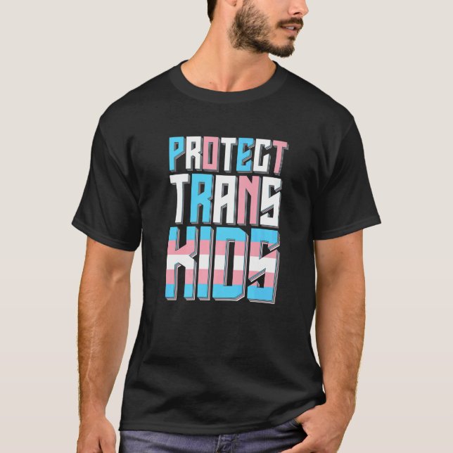 Skydda Trans Kids LGbt-Pridet T Shirt (Framsida)