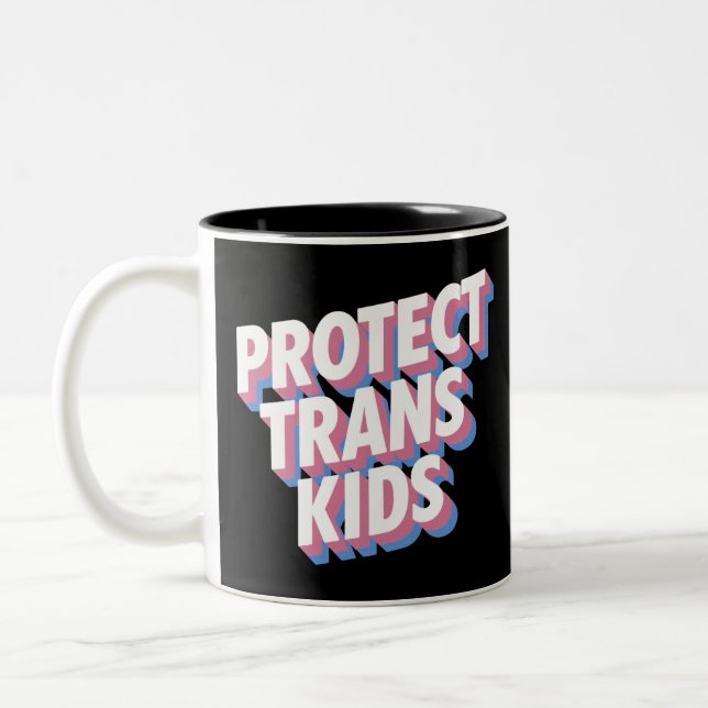 Skydda Trans Kids LGBTI+-Höger Pride månadsresulta Två-Tonad Mugg (Vänster)