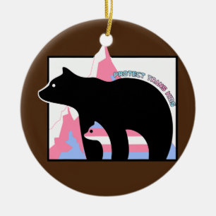 Skydda Trans Kids Mamma Bear Transgender Julgransprydnad Keramik