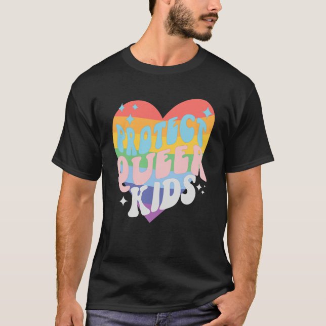 Skydda Trans Kids Queer Trans Pride Färg T Shirt (Framsida)