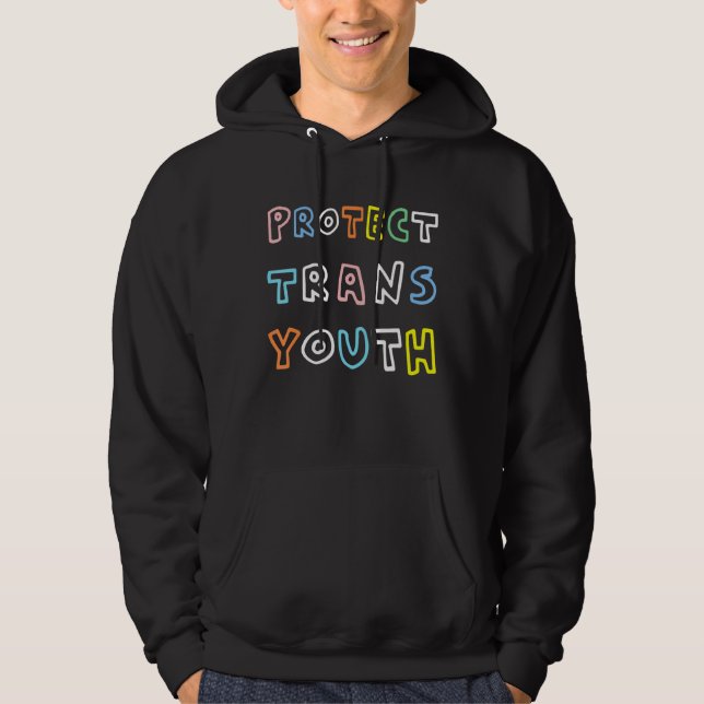 Skydda Trans Youth Protect Trans Kidstransgender Hoodie (Framsida)