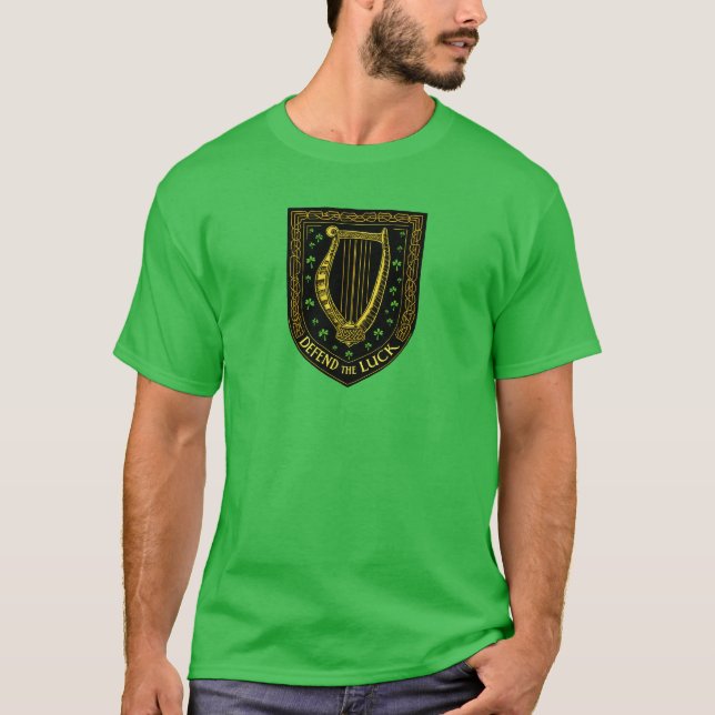 Skydda Tur Irish Harp Shield Design T Shirt (Framsida)