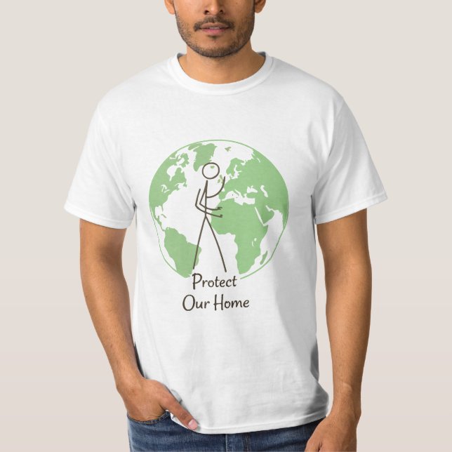 Skydda Vår Hem" Earth T-Shirt | Miljö Ko (Framsida)