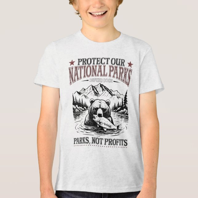 Skydda vår nationella Parker, upp och ned Flagga,  T Shirt (Framsida)