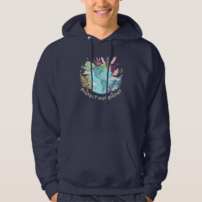 Skydda vår planet - Jorddagen (Sketchy struktur) Hoodie (Framsida)