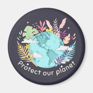 Skydda vår planet - Jorddagen (Sketchy struktur) Magnet