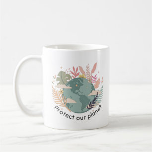 Skydda vår planet - Jorddagen (Tecknad struktur) Kaffemugg