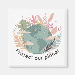 Skydda vår planet - Jorddagen (Tecknad struktur) Magnet