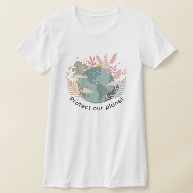 Skydda vår planet - Jorddagen (Tecknad struktur) T Shirt (Laydown)