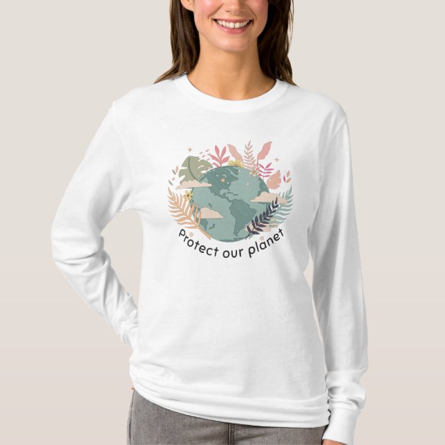 Skydda vår planet - Jorddagen (Tecknad struktur) T Shirt (Framsida)