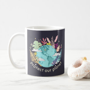 Skydda vår planet - Jordens dag (Sketcherad textur Kaffemugg