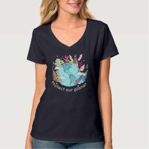Skydda vår planet - Jordens dag (Sketcherad textur T Shirt