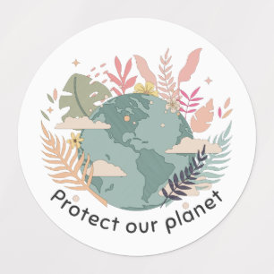 Skydda vår planet - Jordens dag (Tecknad struktur) Klistermärke