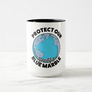 Skydda vår vackra blå marble mugg