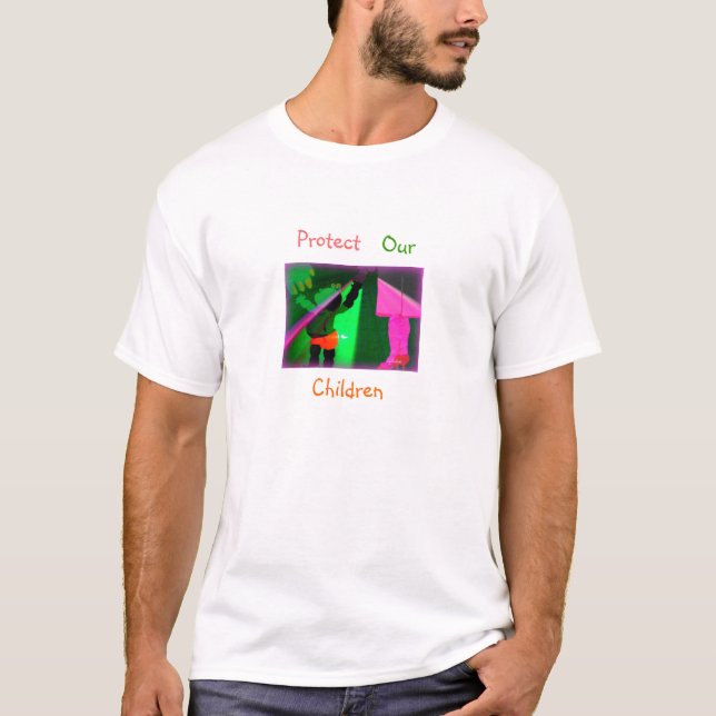 "Skydda våra barn ", Tee Shirt (Framsida)