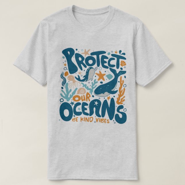 “Skydda Våra Hav” Ekologisk T-Shirt (Design framsida)