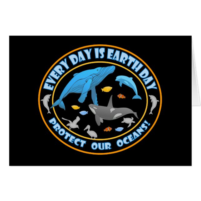 Skydda Våra Hav Jordens Dag Hälsningskort (Framsidan Horizontal)