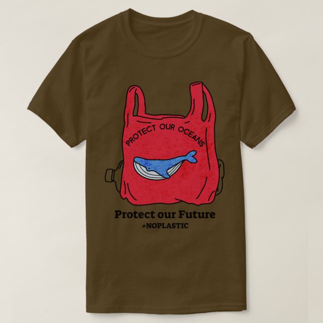 Skydda våra hav utan plast för vår framtid t shirt (Design framsida)