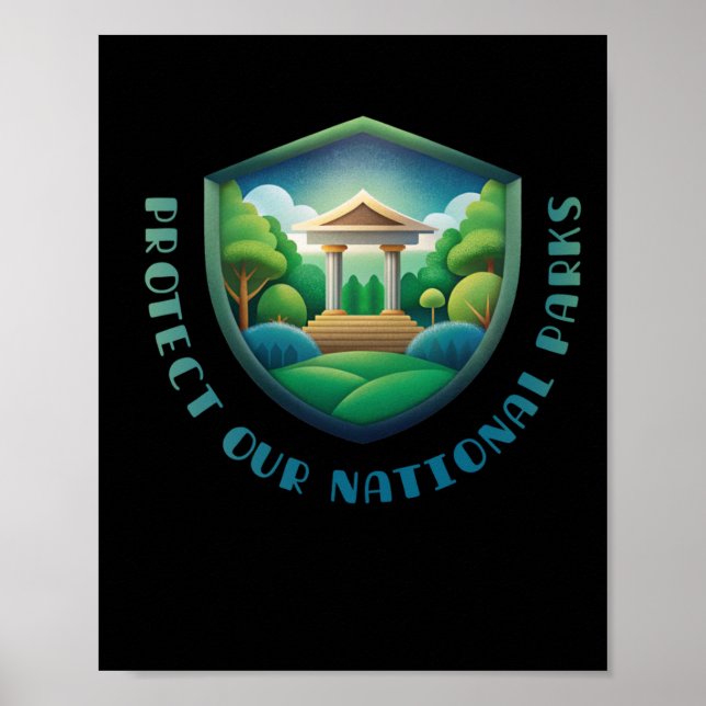 Skydda Våra Nationalparker Vintage Badge Design St Poster (Framsidan)