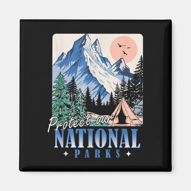 Skydda våra nationalparker vintage retro design  magnet (Framsidan)