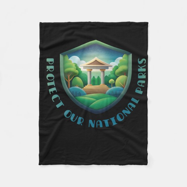 Skydda Våra Nationella Parker Vintage Badge Design Fleecefilt (Framsidan)