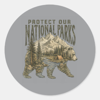 Skydda Våra Parker Nationalpark Björn Natur Vandri Runt Klistermärke