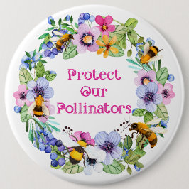Skydda Våra Pollinatörer Bin Blommor Knapp