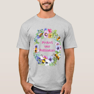 Skydda Våra Pollinatörer Bin Blommor T Shirt