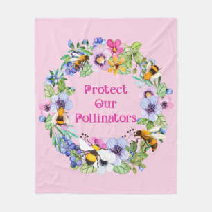 Skydda våra pollinerare Bes Flowers Fleecefilt