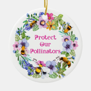 Skydda våra pollinerare Bes Flowers Julgransprydnad Keramik
