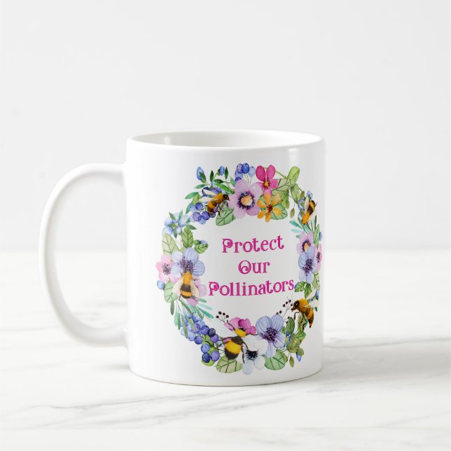 Skydda våra pollinerare Bes Flowers Kaffemugg (Vänster)