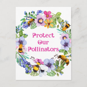 Skydda våra pollinerare Bes Flowers Vykort