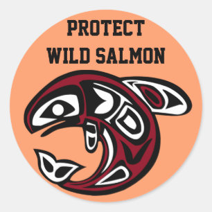 Skydda Vild Salmon-dekal Runt Klistermärke