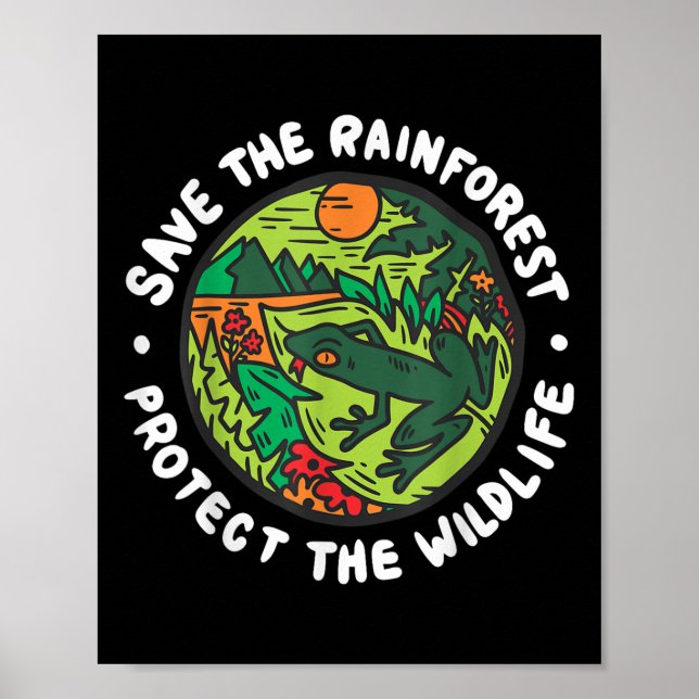 Skydda vilda djur Rädda regnskogen Miljö Poster (Framsidan)
